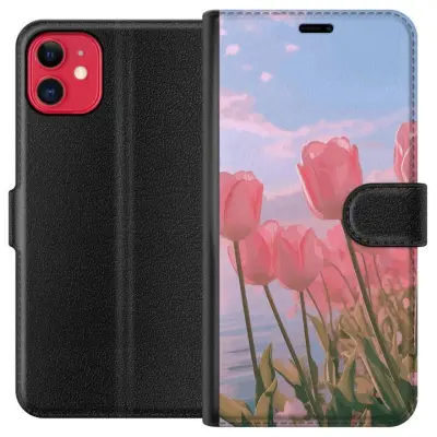 Plånboksfodral till Apple iPhone 11 med Rosa Tulpaner