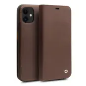 Qialino iPhone 11 Plånboksfodral Äkta läder - Coffee