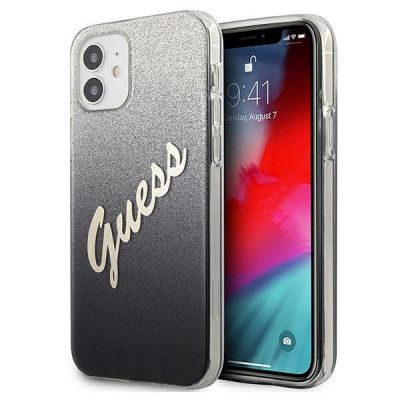 Guess Skal iPhone 12 Mini Glitter Gradient Script - Svart