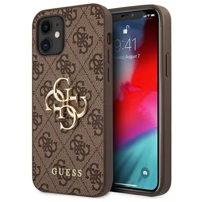 GUESS Skal iPhone 12 Mini Metal Logo - Brun