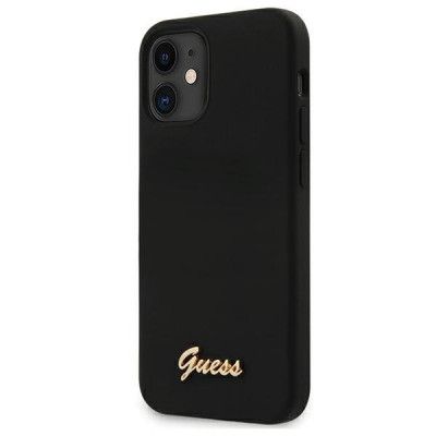 Guess Skal iPhone 12 Mini Silikon Script Gold Logo - Svart