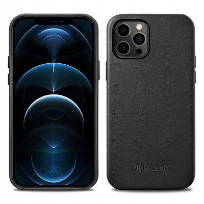 iCarer Äkta Läder Magsafe Skal iPhone 12 Mini - Svart