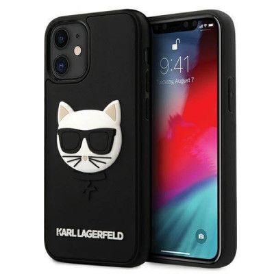 Karl Lagerfeld iPhone 12 Mini Skal 3D Rubber Choupette - Svart