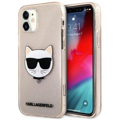 Karl Lagerfeld iPhone 12 Mini Skal Glitter Choupette - Guld