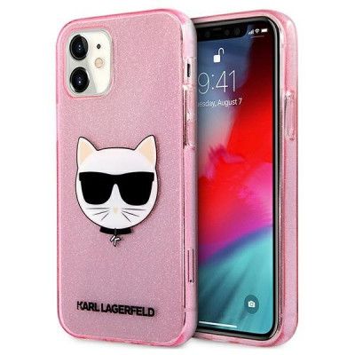 Karl Lagerfeld iPhone 12 Mini Skal Glitter Choupette - Rosa