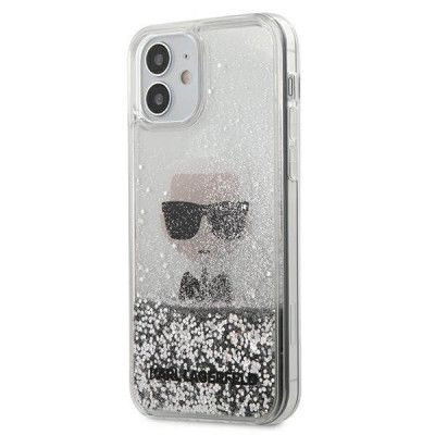 Karl Lagerfeld iPhone 12 Mini Skal Liquid Glitter - Silver
