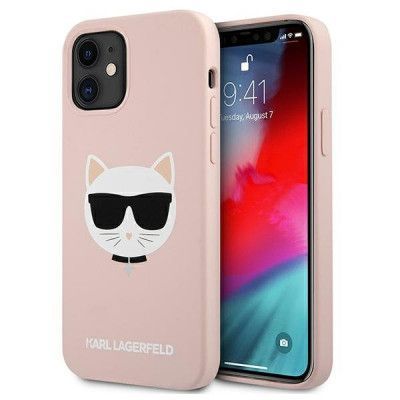 Karl Lagerfeld iPhone 12 Mini Skal Silikon Choupette - Ljus Rosa