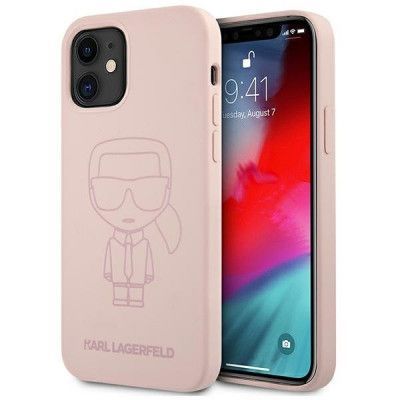 Karl Lagerfeld iPhone 12 Mini Skal Silikon Ikonik Outline - Rosa