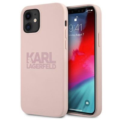 Karl Lagerfeld iPhone 12 Mini Skal Silikon Stack Logo - Rosa