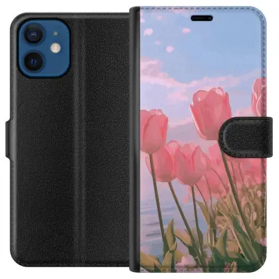 Plånboksfodral till Apple iPhone 12 mini med Rosa Tulpaner