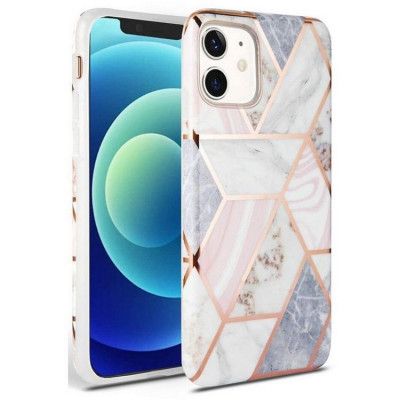 Tech-protect iPhone 12 Mini Mobilskal Marble - Rosa