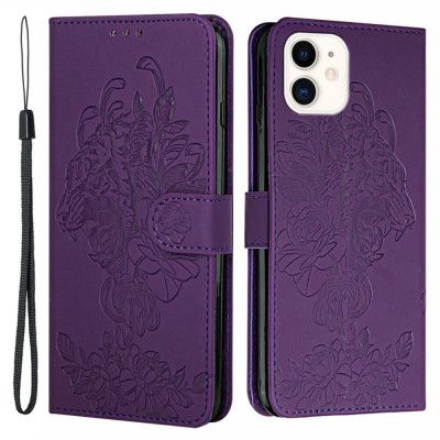 Tiger Flower Plånboksfodral till iPhone 12 Mini - Lila