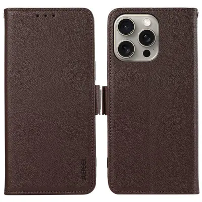 ABEEL iPhone 12 Pro Max Mobilskal Litchi Textur RFID-Skydd Brun