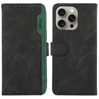 ABEEL Plånboksfodral Konstläder för iPhone 12 Pro Max 6.7 tum - Svart