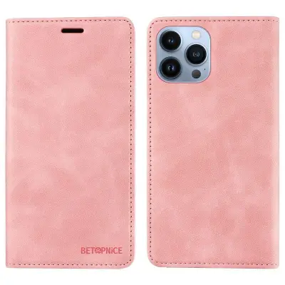 BETOPNICE 003 iPhone 12 Pro Max Plånboksfodral Konstläder - Rosa