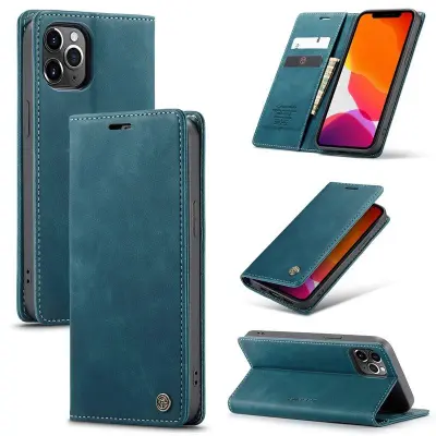 CASEME 013 Wallet Auto-absorbed Leather Flip Case iPhone 12 Pro Max Grön