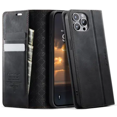 CASEME 033 iPhone 12 Pro Max Mobilskal RFID Blocker Läder Svart