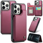 CASEME C22 iPhone 12 Pro Max Fodral KonstLäder RFID-SkyddRöd