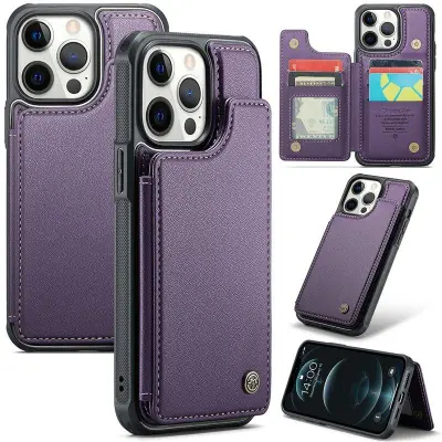 CASEME C22 iPhone 12 Pro Max Mobilskal Läder med RFID - Lila