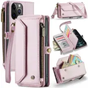 CASEME Plånboksfodral Konstläder för iPhone 12 Pro Max - Rosa
