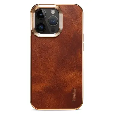 DENIOR iPhone 12 Pro Max Skal Äkta Läder + PU Läder + PC - Brun