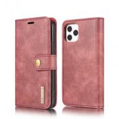 DG.MING Detachable Äkta Läder Plånboksfodral iPhone 12 Pro Max - Röd