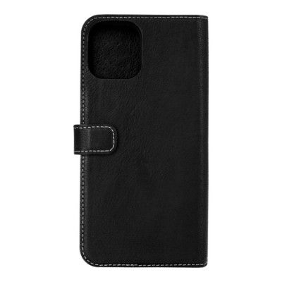 Essentials iPhone 12 Pro Max, Leather Wallet, Detach., Svart