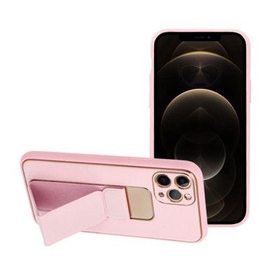 Forcell iPhone 12 Pro Max Skal Kickstand Läder - Rosa