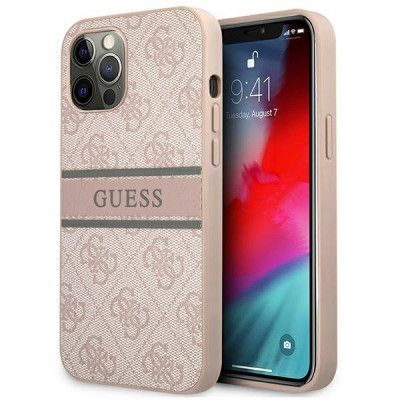 Guess iPhone 12 Pro Max Skal 4G Stripe - Rosa