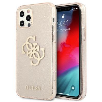 Guess iPhone 12 Pro Max Skal Glitter Logo - Guld