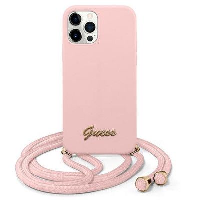 Guess iPhone 12 Pro Max Skal Metal Logo Cord - Rosa