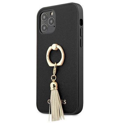 Guess iPhone 12 Pro Max Skal Saffiano med ring stand - Svart