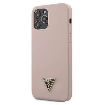 Guess iPhone 12 Pro Max Skal Silikon Triangle Logo Rosa