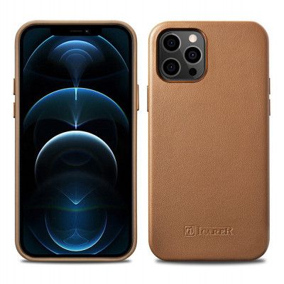 iCarer Äkta Läder Magsafe Skal iPhone 12 Pro Max - Brun