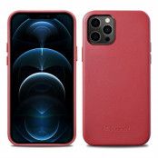 iCarer Äkta Läder Magsafe Skal iPhone 12 Pro Max - Röd