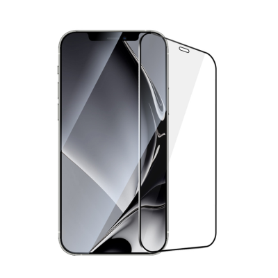 iPhone 12 Pro Max Härdat Glas Skärmskydd Metall Ram - Svart