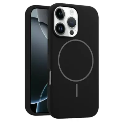 iPhone 12 Pro Max Mobilskal MagSafe Silikon Anti Drop (Svart)