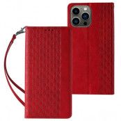iPhone 12 Pro Max Plånboksfodral Magnet Strap - Röd