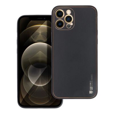 iPhone 12 Pro Max Skal Forcell Läder Konstläder - Svart