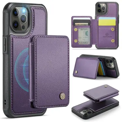 JEEHOOD J05 iPhone 12 Pro Max Mobilskal Läder MobilLila