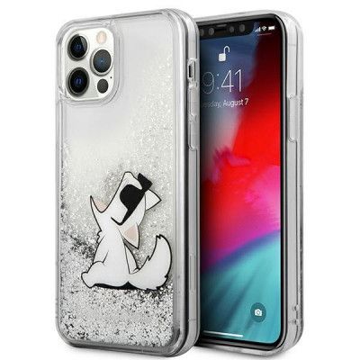 Karl Lagerfeld iPhone 12 Pro Max Skal Liquid Glitter Choupette Fun - Silver