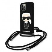 Karl Lagerfeld Silicone Cord Iconik Skal iPhone 12 Pro Max - Svart