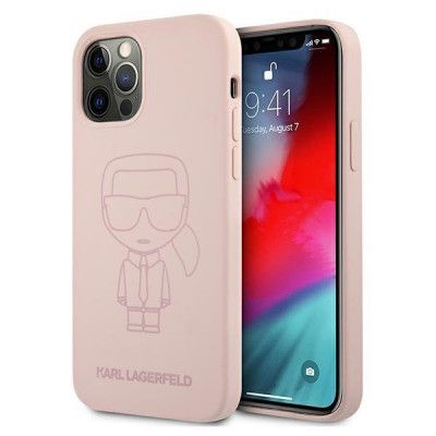 Karl Lagerfeld iPhone 12 Pro Max Skal Silikon Ikonik Outline - Rosa