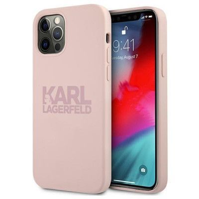 Karl Lagerfeld iPhone 12 Pro Max Skal Silikon Stack Logo - Rosa