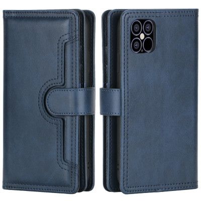Multiple Card Slots Äkta Läder Plånboksfodral iPhone 12 Pro Max - Blå