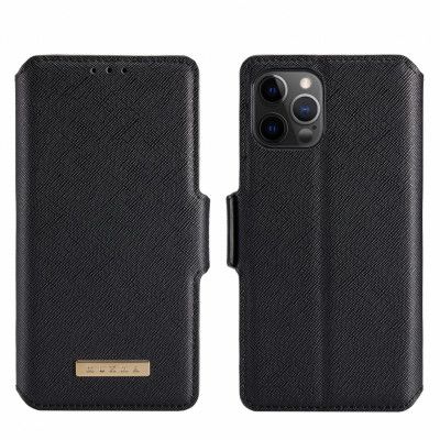 Muxma Saffiano Plånboksfodral till Apple iPhone 12 Pro Max - Svart