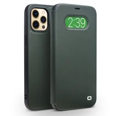 QIALINO iPhone 12 Pro Max Fodral Äkta Läder Cowhide