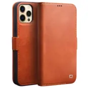 QIALINO iPhone 12 Pro Max Plånboksfodral Äkta Läder Magnetlås