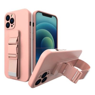 Rope Gel Airbag Skal Med Lanyard iPhone 12 Pro Max - Rosa
