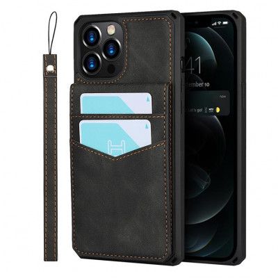 Skal med Kortplatser till iPhone 12 Pro Max - Svart